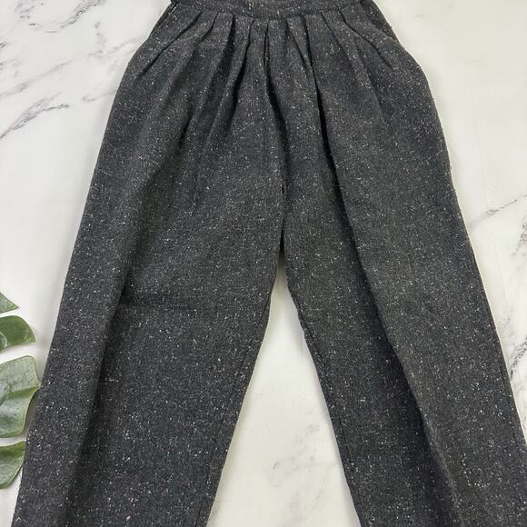 Synari Womens Vintage 80s Pleated Wool Pants Size 9 Gray Tweed Academia Tapered - Picture 3 of 12